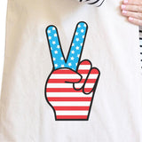American Flag Peace Sign Tote Bag- Natural