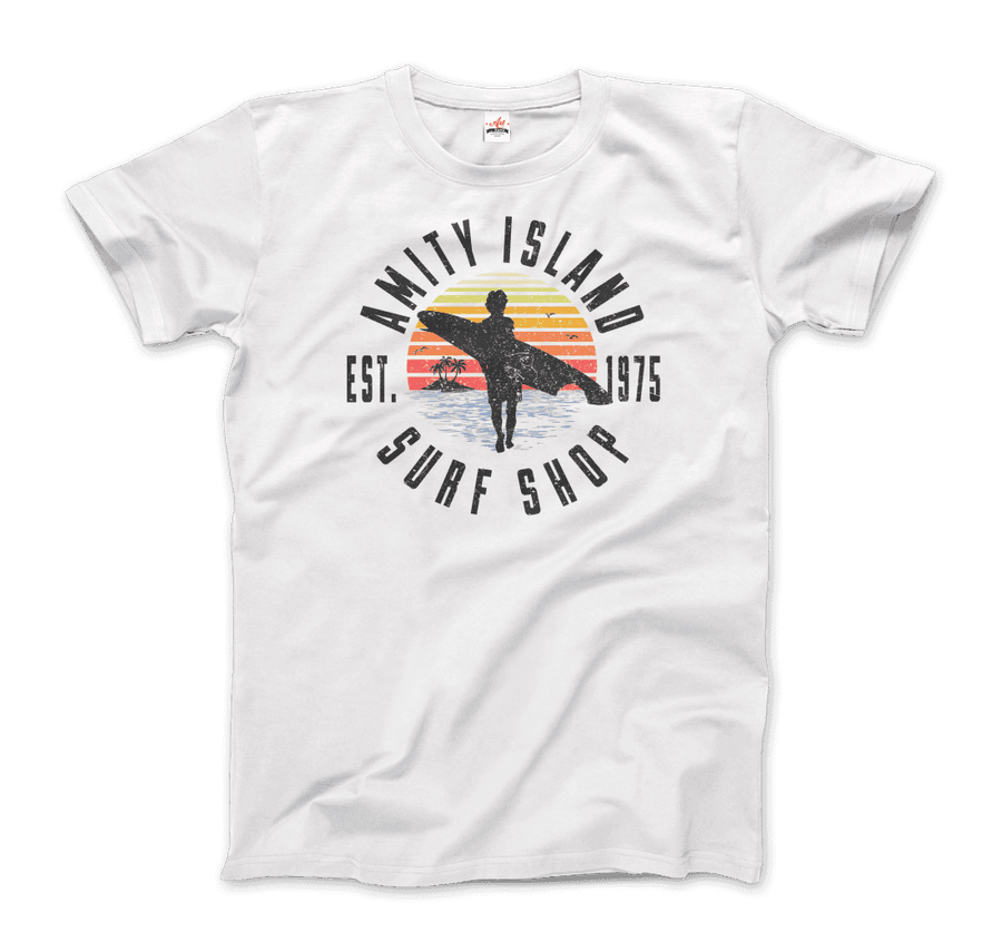 Men's or Women's Amity Island Surf Shop, Jaws T-Shirt- Various Colors