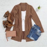 Brushed Melange Open Front Cardigan- 5 Colors