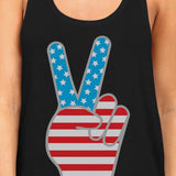 American Flag Peace Sign Women's Tank Top- Black
