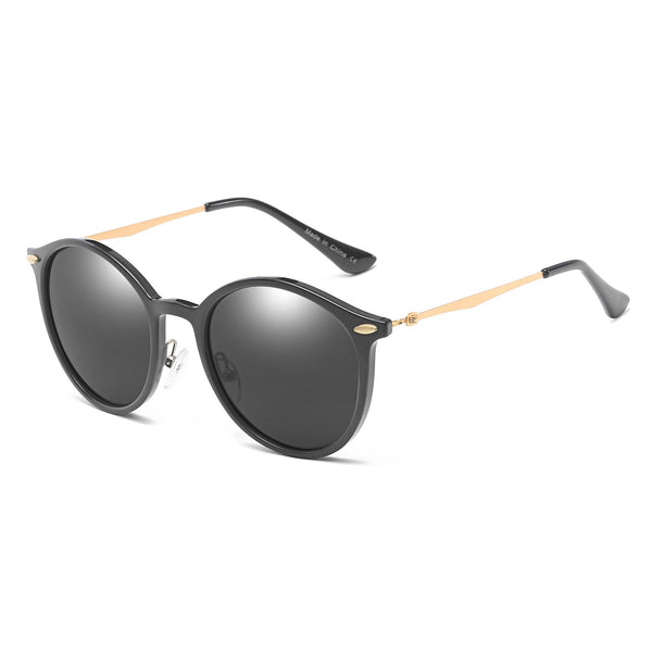 DEWITT | D32 - Retro Horn Rimmed Keyhole Bridge Round Sunglasses Circle