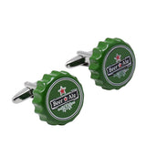 Green Beer Bottle Cap Cuff Links