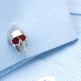 Red Eye Silver Skull Cuff Links