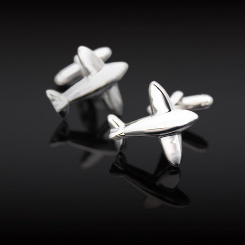 Silver Airplane Cuff Links