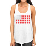 Beer Pong American Flag Women's Tank Top- White