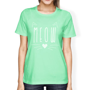 Meow Women's T-Shirt- Mint