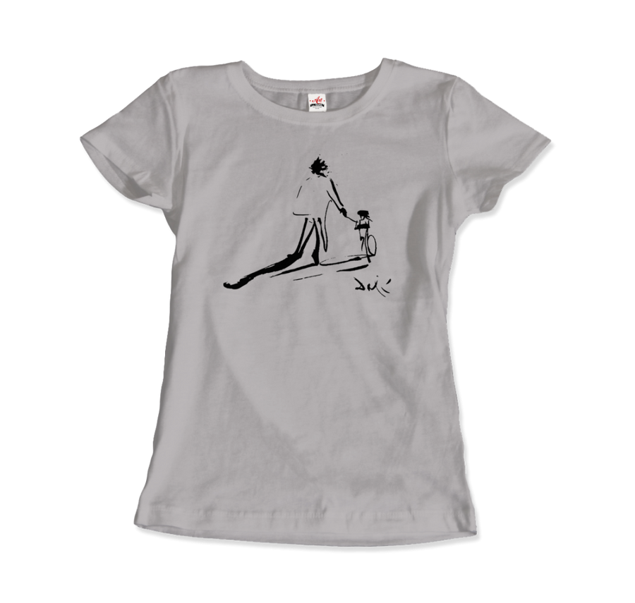Men's or Women's Salvador Dali Sketch, Childhood With Father Riding a Bike 1971 T-Shirt- Various Colors
