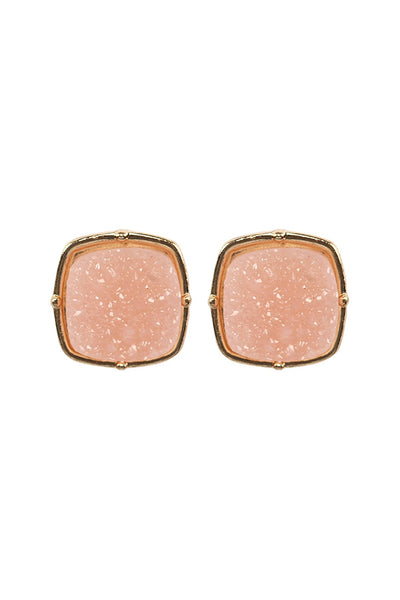 Druzy Square Post Earrings- 7 Colors