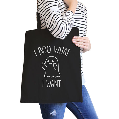 I Boo What I Want Ghost Tote Bag- Black