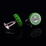 Green Beer Bottle Cap Cuff Links