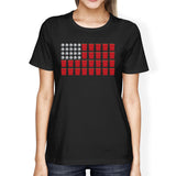 Beer Pong American Flag Women's T-Shirt- Black