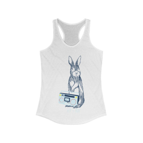 Women's Hip Hop Bunny Racerback Tank Top- White