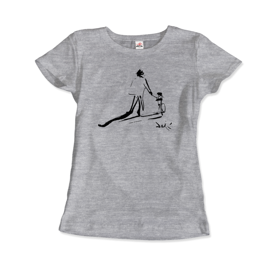 Men's or Women's Salvador Dali Sketch, Childhood With Father Riding a Bike 1971 T-Shirt- Various Colors