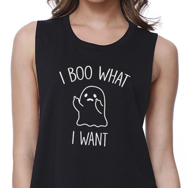 I Boo What I Want Ghost Crop Top- Black