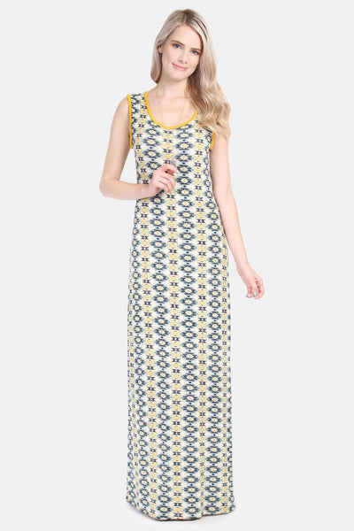 Women's Keyhole Back Tribal Maxi Dress- 2 Colors