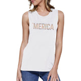 'Merica Tribal Pattern Women's Muscle Tee - White