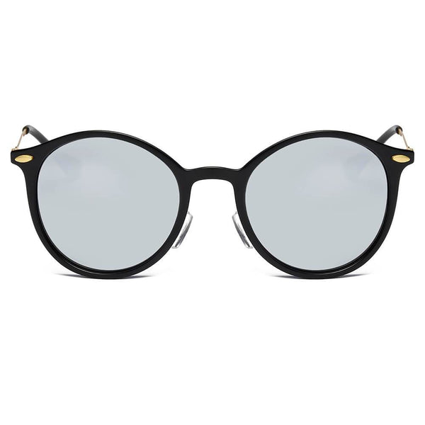 DEWITT | D32 - Retro Horn Rimmed Keyhole Bridge Round Sunglasses Circle