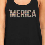 'Merica Tribal Pattern Racer Back Women's Tank Top- Black