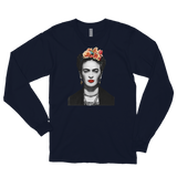 Unisex Frida Kahlo With Flowers Poster Artwork Long Sleeve Shirt- 4 Colors