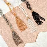 Beaded Tassel Pendant Necklace- 6 Colors