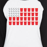 Beer Pong American Flag Women's Baseball Tee