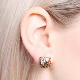 Glitter Cushion Cut Post Earrings- 3 Colors