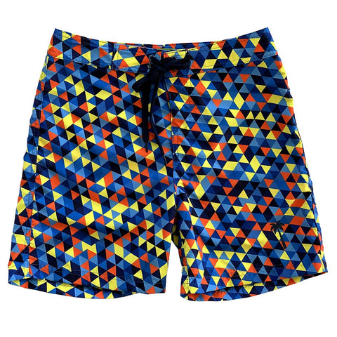 Geometric  Board Shorts- Blue