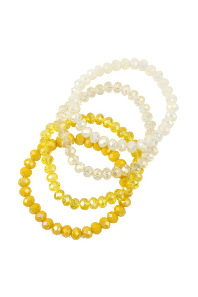 Four Line Crystal Bead Stretch Bracelets- 14 Colors