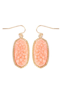 Small Druzy Drop Earrings- Peach