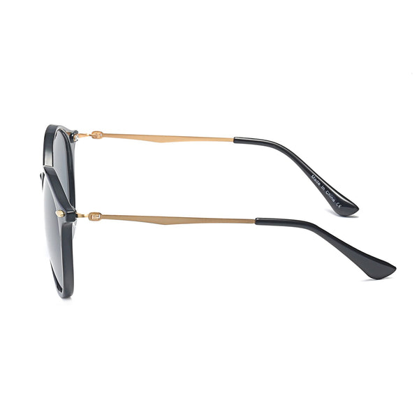 DEWITT | D32 - Retro Horn Rimmed Keyhole Bridge Round Sunglasses Circle