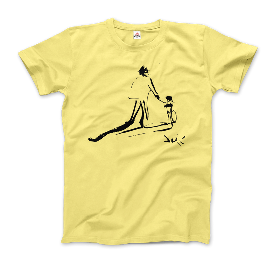 Men's or Women's Salvador Dali Sketch, Childhood With Father Riding a Bike 1971 T-Shirt- Various Colors