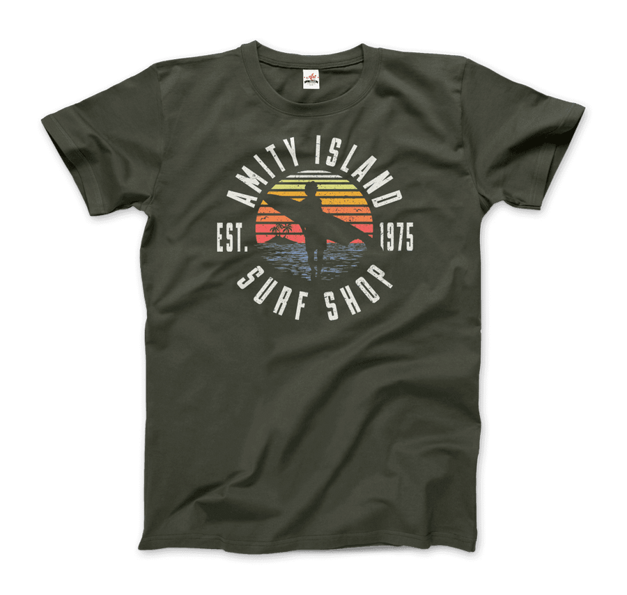 Men's or Women's Amity Island Surf Shop, Jaws T-Shirt- Various Colors
