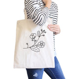 Floral Tote Bag- Natural