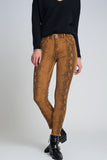 Mustard Reversible Snake Print Skinny Jeans