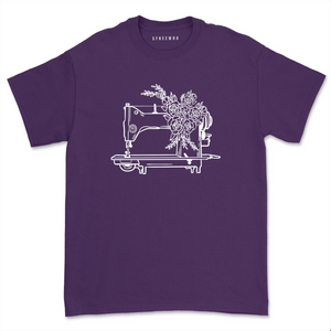 Floral Sewing Machine T-Shirt- Purple