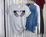 Unisex Skeleton Heart Hands T-Shirt- Heather Gray