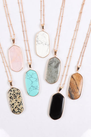 Stone Pendant Necklace- 8 Colors