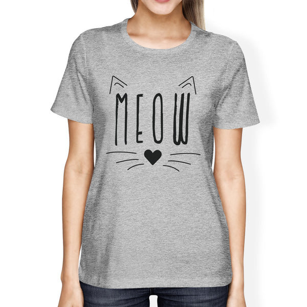 Meow Women's T-Shirt- Heather Grey