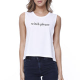 Witch Please Crop Top- White