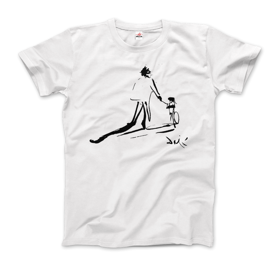 Men's or Women's Salvador Dali Sketch, Childhood With Father Riding a Bike 1971 T-Shirt- Various Colors