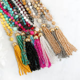 Beaded Tassel Pendant Necklace- 6 Colors