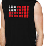 Beer Pong American Flag Men's Muscle Tee- Black