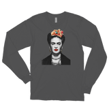 Unisex Frida Kahlo With Flowers Poster Artwork Long Sleeve Shirt- 4 Colors