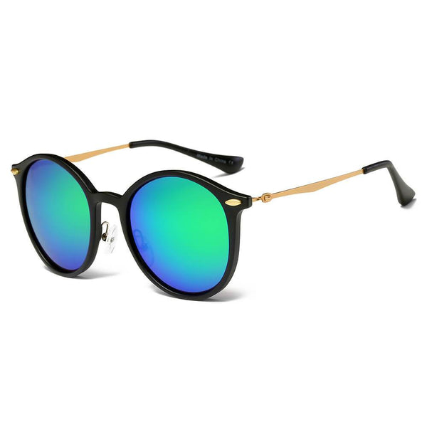 DEWITT | D32 - Retro Horn Rimmed Keyhole Bridge Round Sunglasses Circle