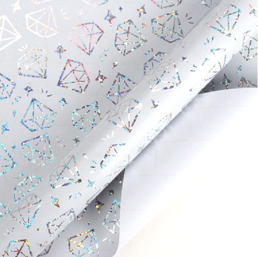 Diamonds Wrapping Paper Roll- White & Silver