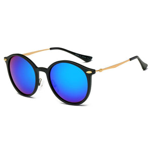 DEWITT | D32 - Retro Horn Rimmed Keyhole Bridge Round Sunglasses Circle