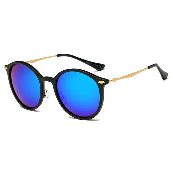 DEWITT | D32 - Retro Horn Rimmed Keyhole Bridge Round Sunglasses Circle