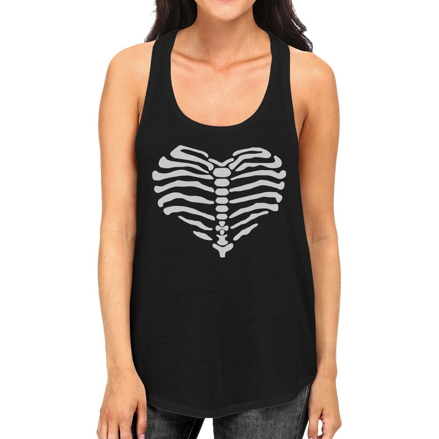 Skeleton Heart Women's Tank Top- Black