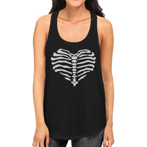 Skeleton Heart Women's Tank Top- Black