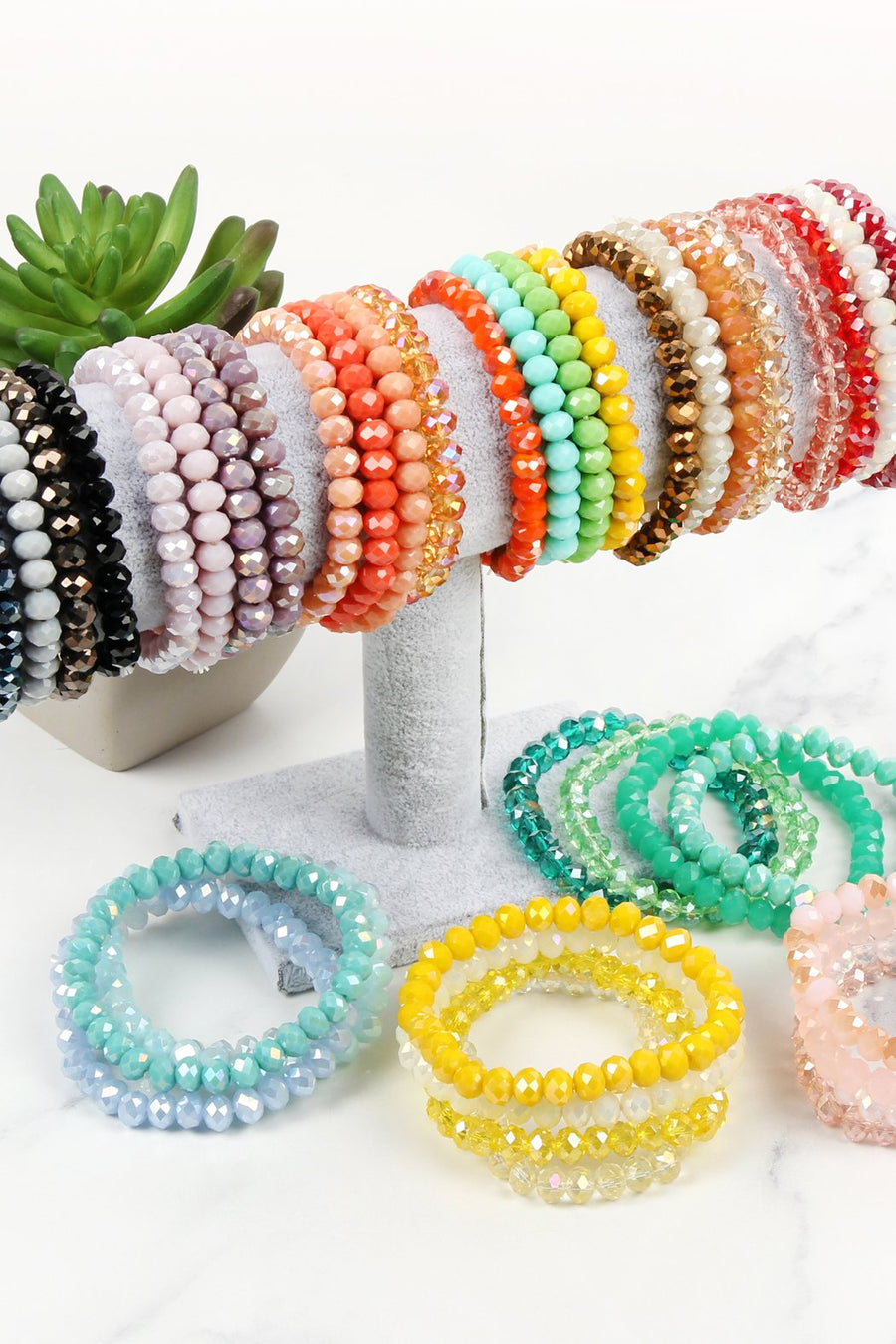 Crystal Beaded Stretch Bracelets- 7 Colors